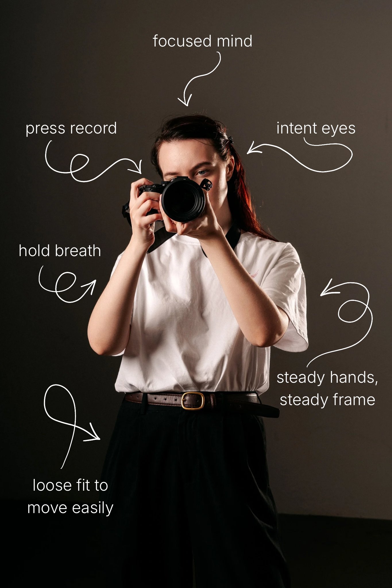 Elina filming — focused mind, intent eyes, steady hands